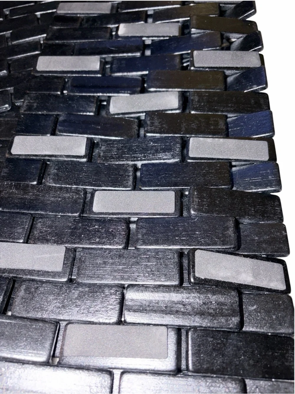 EUC Black Wooden Bath Mat Set Non-Skid Backing Natural Fibers Spa Sustainable